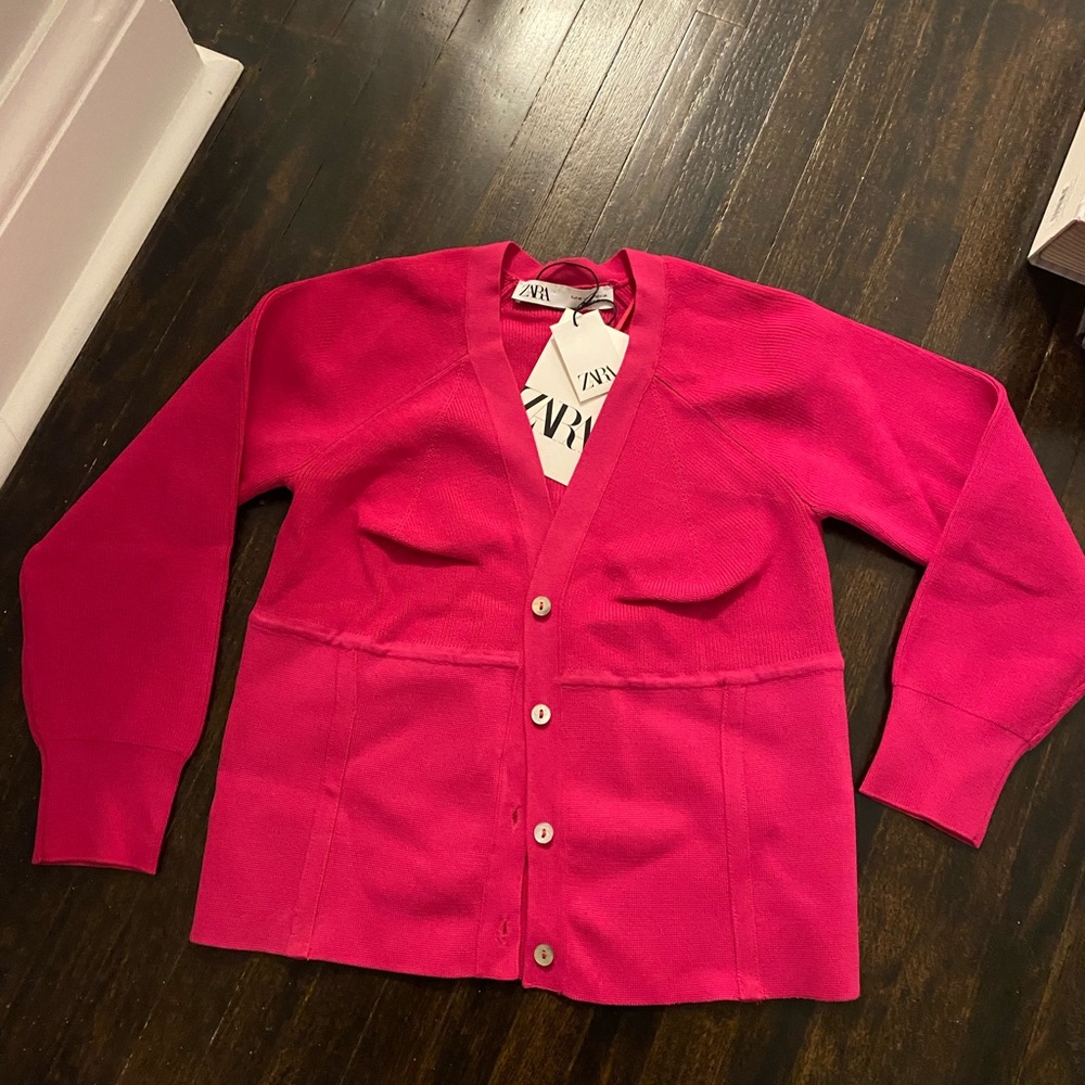 Zara | hot pink cardigan
